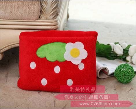 草莓折疊毯