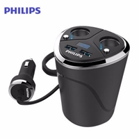 飛利浦(Philips)DLP2029車載充電器一拖二獨(dú)立開關(guān)汽車點(diǎn)煙器一拖二雙usb杯式車充