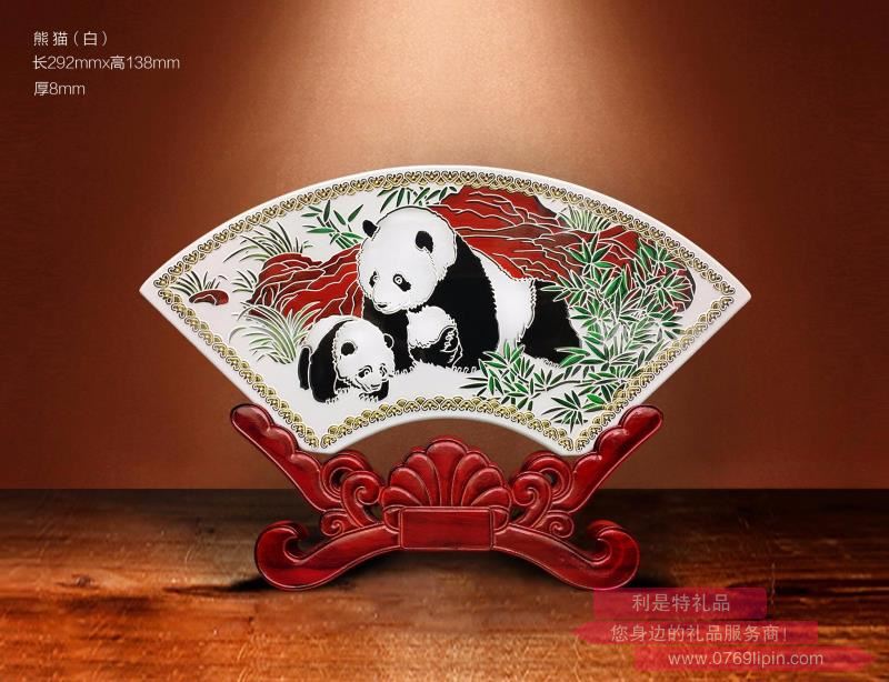 12寸扇形系列熊貓工藝擺件