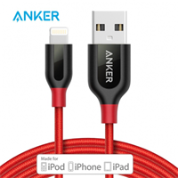 Anker安克 MFi認(rèn)證 7/6/5s蘋(píng)果數(shù)據(jù)線 1.8米紅色掛裝