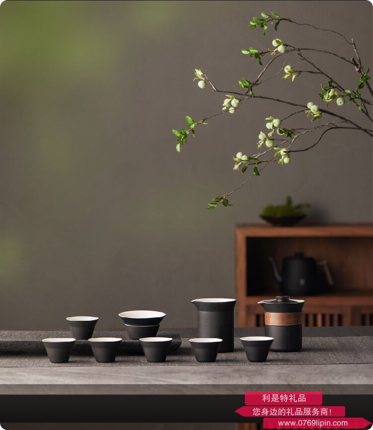 黑色陶瓷茶具十件套 MZ8011