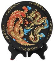 炭雕-龍鳳呈祥 圓盤