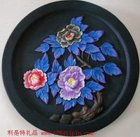 炭雕-牡丹 圓盤