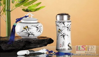 悅 語保溫杯茶葉罐(鼓)茶葉勺三件套