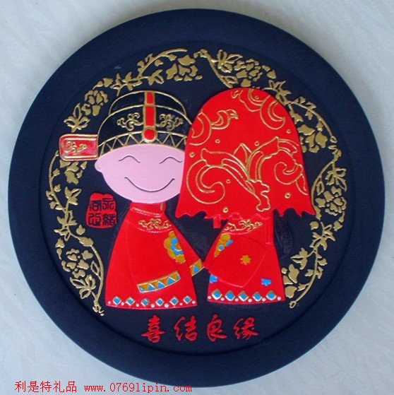 炭雕-喜結(jié)良緣   圓盤