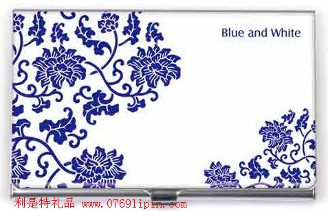 蓮枝紋青花瓷名片盒