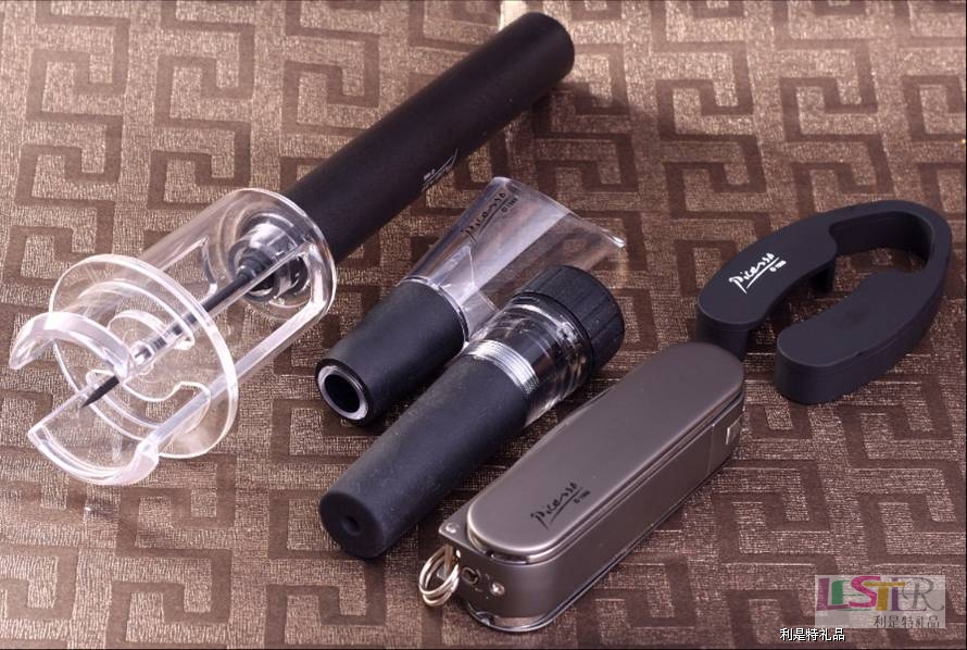 愛麗舍ABS氣壓開瓶器+ABS割錫箔紙刀+倒酒器+真空酒塞+打火機
