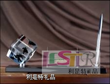 菱形水晶體+名片座+簽名筆